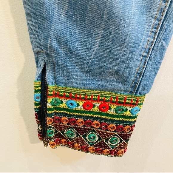 DESIGUAL Sz 26  Ethnic Ankle Light Patchwork Colourful Jeans - Picture 4 of 14
